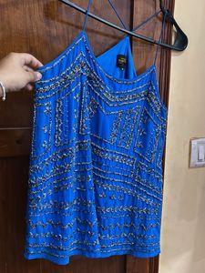 Stunning Embellished Blue Camisole Top