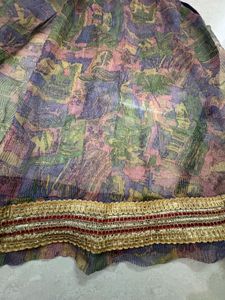 Elegant Purple &amp; Floral Print Gown