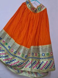 🧡Orange Chaniya Choli with Dupatt Embroidered Det