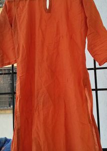 Orange Cotton Kurta
