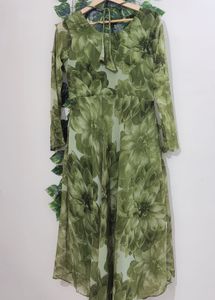 Elegant Green Floral Kurta Set with Dupatta