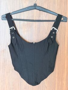 Black Corset Top with Buckle Straps