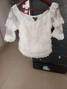 Lace Tiered Off-Shoulder Top