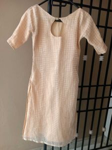 Elegant Peach Checkered Kurta