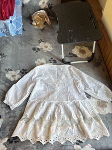 White Eyelet Tiered Kurta Top