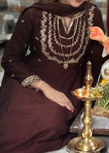 Brown anarkali kurta set 🤎
