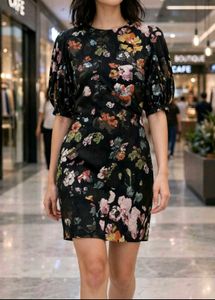 Blue flower print dress