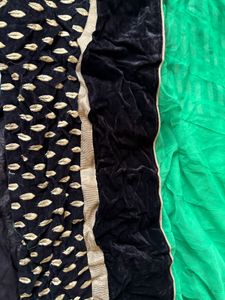 Stunning Green &amp; Black Anarkali Gown