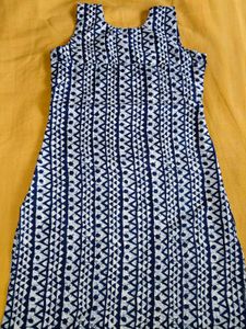 Blue and White Printed Kurta