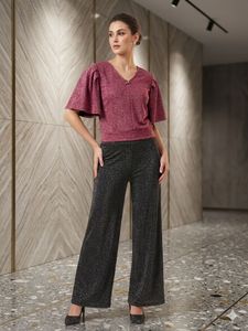 Sparkly Wide Leg Pants With Beautiful Top