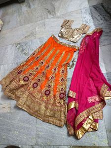 Gorgeous Pink &amp; Orange Lehenga