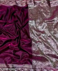 Elegant Wine Satan  Silk Silver Zaree Saree