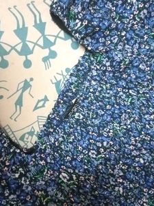 Blue Floral Smocked Puff Sleeve Top