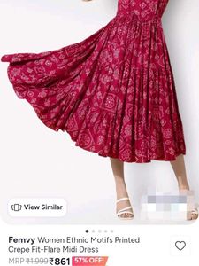 Femvy Anarkali Fit &amp; Flare Tiered Midi Dress