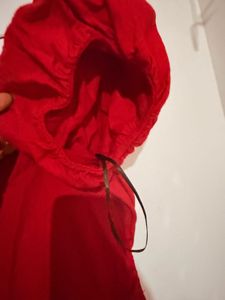 Ginger Red Puff Sleeve Square Neck Dress