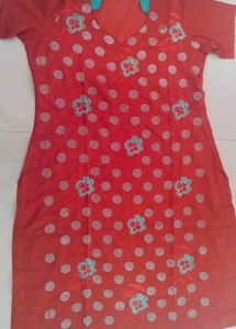 Red Polka Dot Embroidered Dress