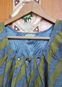 Double Layered Striped Top with Belt