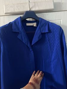 Royal Blue Button-Up Blouse