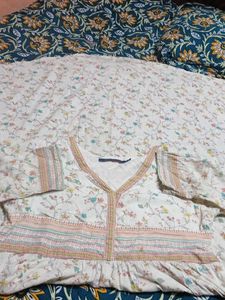 White Floral Kurta Set