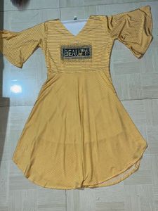 Chic Yellow Striped Flared Dress