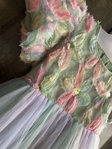 Pastel Tulle Dress with Floral Appliques