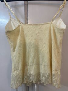 Sheer Lace Butter Yellow Camisole Top