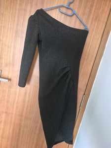Sparkly Black One-Shoulder Dress