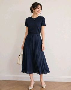 Pleated Navy Blue Skirt