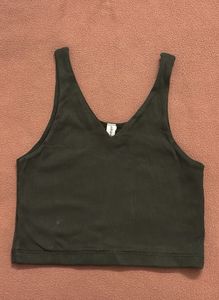 V neck olive green tank top
