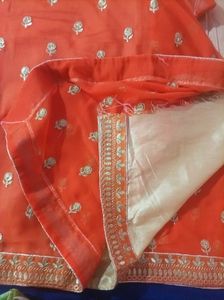 Orange Embroidered Saree