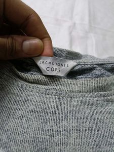 Jack &amp;  jones Grey Long Sleeve Pocket T-Shirt