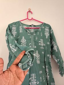 Green Printed Kurta