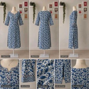 Stylish Blue Paisley Print Kurta and plazo (combo)