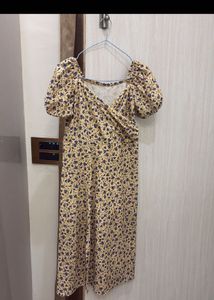 Floral Print Midi Dress with Slit