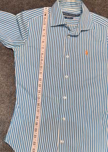 Ralph Lauren Girls/Women's Aqua Blue &amp; White Strip