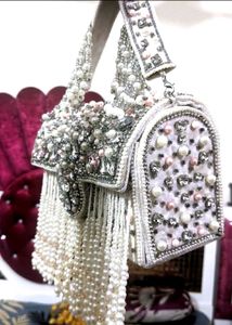 Beaded Clutch with Tassel Fringe