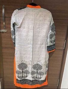 Stylish Printed Orange &amp; Grey Kurta