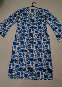 Blue Floral Print Kurta