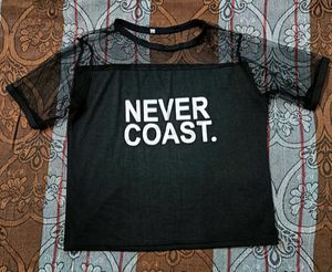 Black Sheer Sleeve T-Shirt