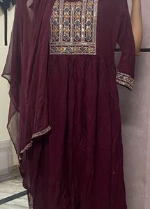 Brand New Stitched purple Colour Suit With embroid
