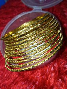 Gold Polished Bangles Set Of 12