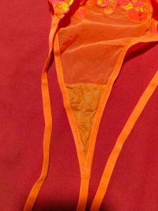 Primark Orange Floral Lace Thong Panty