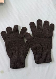 Brown Knitted Winter Gloves