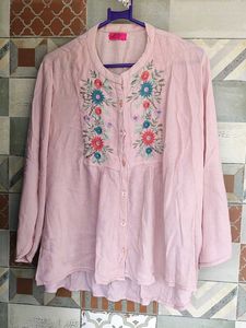Pink Embroidered Kurta Top