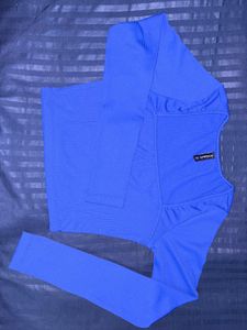 Blue Long Sleeve square neck Crop Top