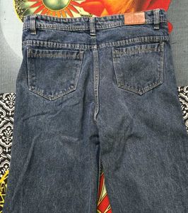 Classic Blue Denim Wide Leg Jeans
