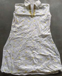White Kurta with Yellow Embroidery