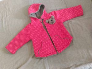 Cute Red Teddy Bear Hooded Reversible Jacket