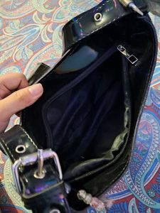 Y2K Black Patent Western Bag