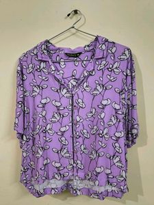 DRESSBERRY Floral Print Boxy Fit Cropped Shirt